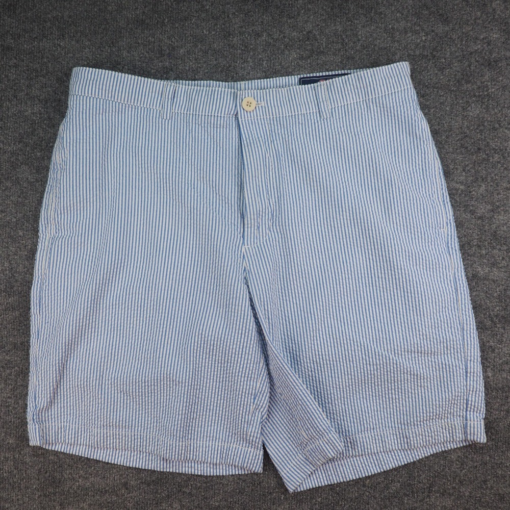 Vineyard Vines Club Short Mens 35 Blue White Striped Seersucker Preppy Coastal
